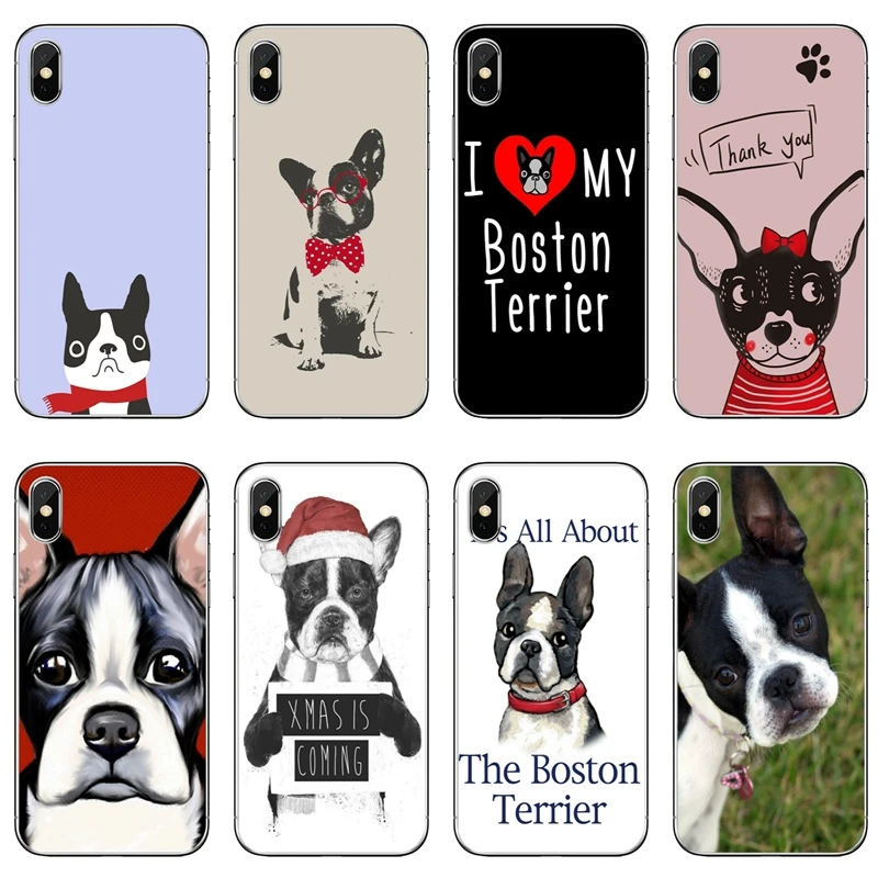 

Luxury Boston Terrier dog For Apple iPhone 8 7 plus 6s 6 plus X XR XS Max SE 5s 5c 5 4s 4 TPU Soft phone cover case