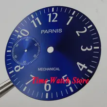 Parnis 38,9 мм Королевский синий циферблат белые метки арабские цифры подходят для механических ETA 6497 часовой механизм Циферблат D105