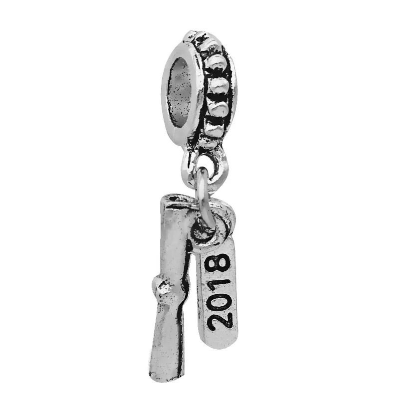 20//100PCS Silver 2019 Charm Pendants Beads For DIY Bracelet Jewelry Making Acces