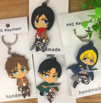 

Hot sale 20 pcs Cartoon mixed Japanese anime Attack on Titan Double-sided PVC keychains Anime Keychain B102