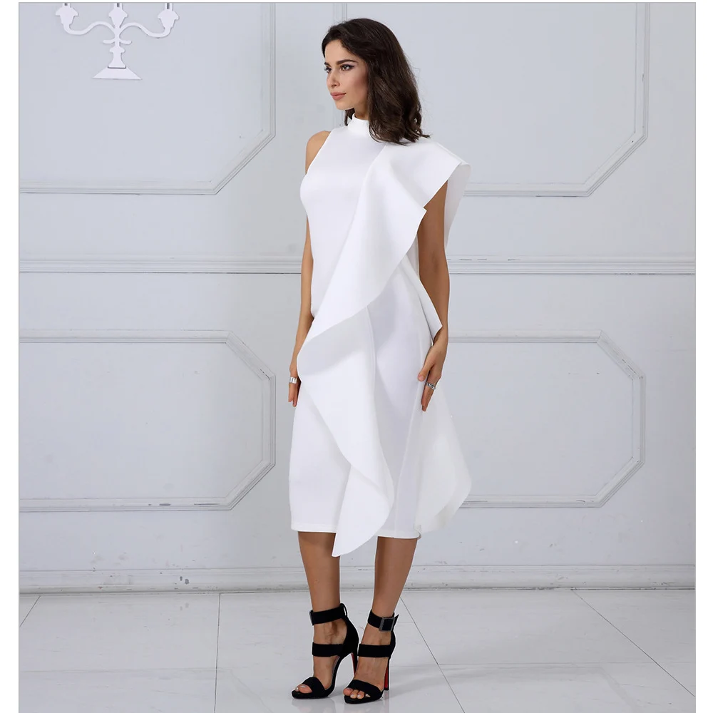 JSMY 2019 New Summer Fashion Women Large Ruffled Sexy Stitching Sleeveless Nightclub Pack Hip Dress