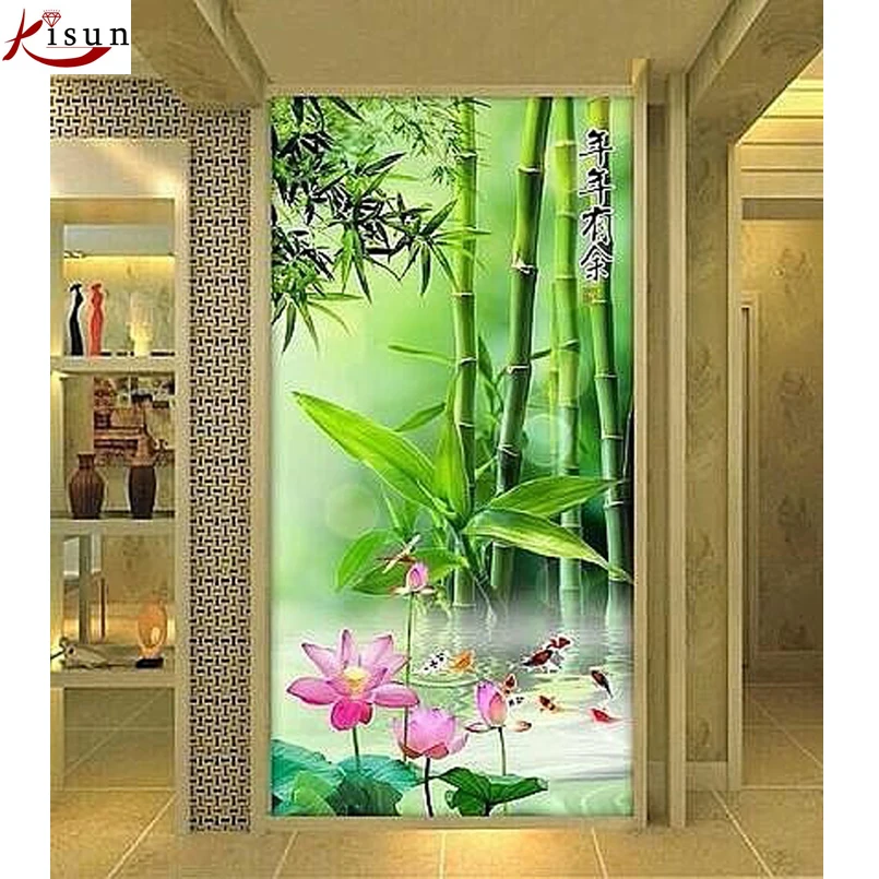 

Kisun 5D mosaic diamond painting bamboo picture pastes full round square drill diy diamond emboridery painting flower lotus E261