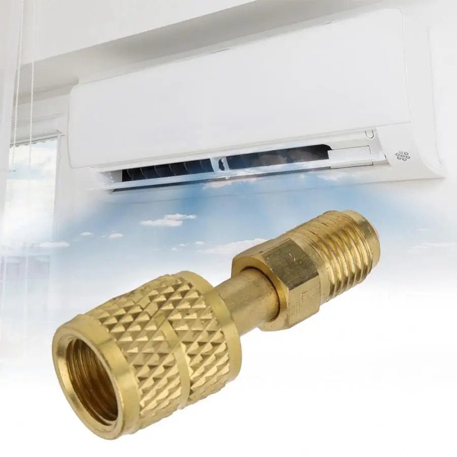 

New R410 Brass Adapter 1/4" Male to 5/16" Female Charging Hose to Pump High Quality tools