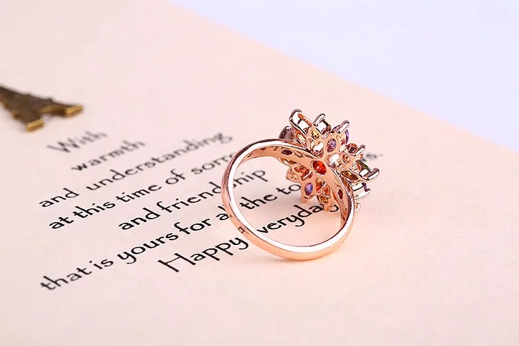 CARSINE уникальный AAA цветной, с кубическим Цирконом дизайн обручальное кольцо для женщин розовое золото цвет свадебные женские кольца бижутерия RI0084