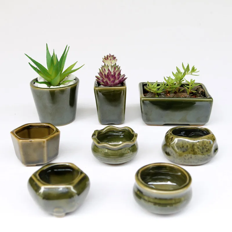 

2018 8pc/set simple shape Flower Pot for Succulents Fleshy Plants Flowerpot Ceramic Small Mini Home/Garden/Office Decoration