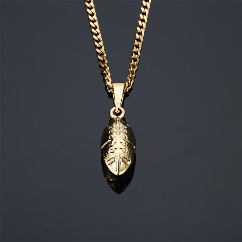 

Rugby Ball Necklaces Pendant Fashion Jewelry Sport Gold Color Workout American Football Fitness Chain & Pendant Ball Rock Micro
