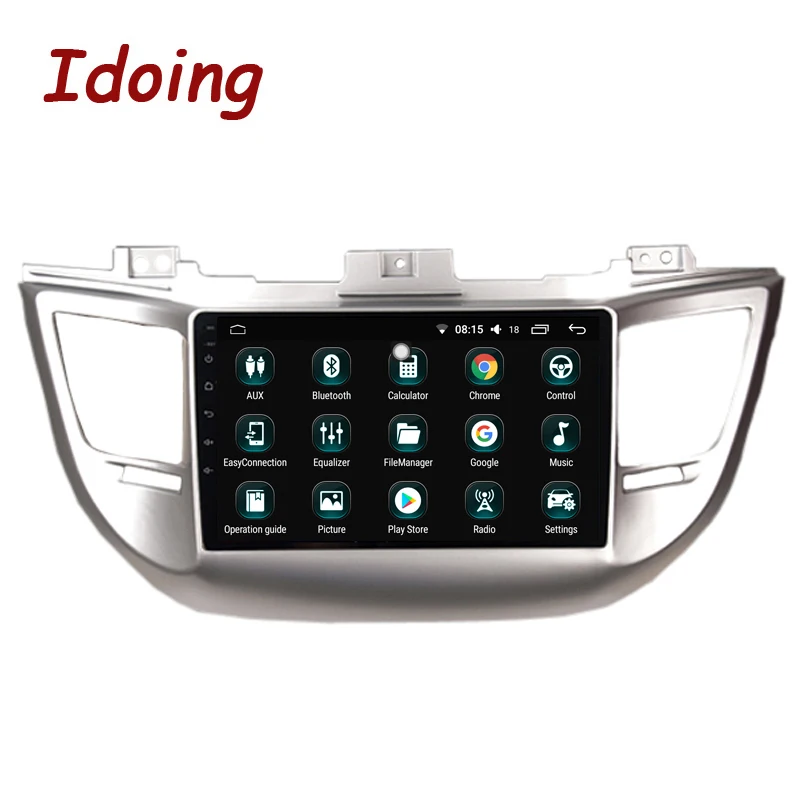 Excellent Idoing 9"1Din Car Android 8.0 Radio Multimedia Player For Hyundai IX35 Tucson 2015 4G+64G Octa Core GPS Navigation and Glonass 3