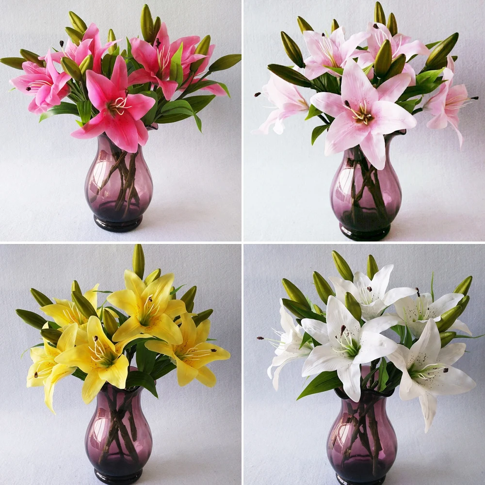 1pcs Lily Flower Bouquet Fake Flowers Bridal Wedding Decorin