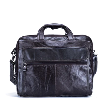 

Fashion New Style Men Soft Genuine Leather Business Handle Bag Party Cow Leather Solid Color Zipper Shoulder Messenger Bag Tote