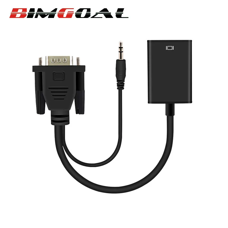 

1080P VGA TO HDMI cable Male to Female Converter Cable with Audio output Adapter for PC Laptop to HDTV Projector