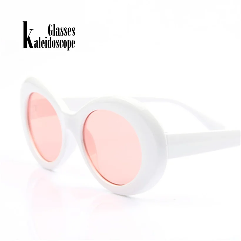 

Kaleidoscope Glasses Women Clout Goggles Men Kurt Cobain Glasses Vintage Oval Sunglasses Transparent Pink Lenses Eyeglasses
