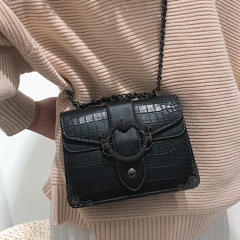 Kopen Luxe Handtas Retro Mode 2019 Nieuwe Kwaliteit Pu Leer Vrouwen Designer Handtas Krokodil Patroon Keten Schoudertas Messenger Bag