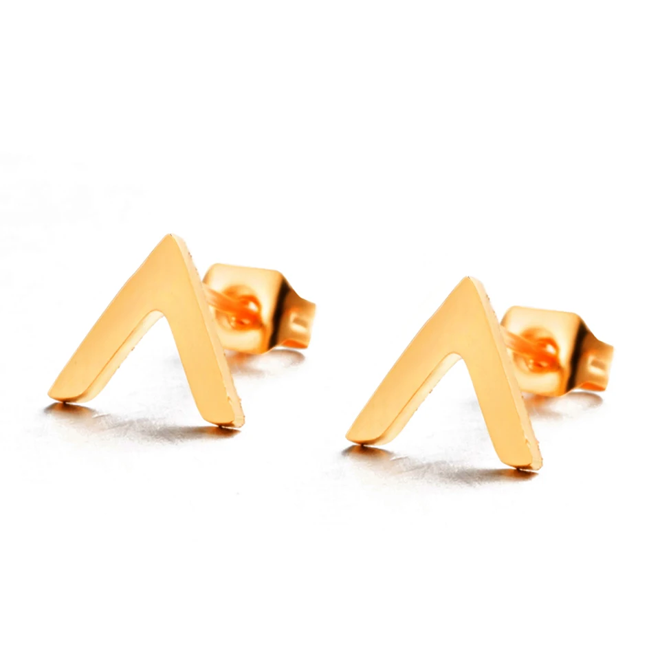 

2018 Hot sell Stainless steel Fashion Arrow women's earrings Golden & Silver "V" Stud Earrings for women Trendy Women's jewelry