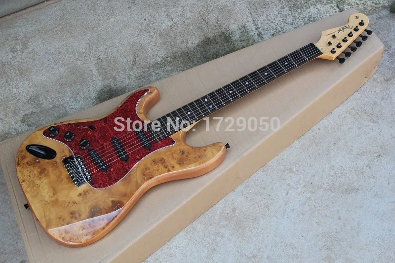 

Chinese Factory Custom New Arrival ST Burl pattern 6 Strings natural Wood left hand Electric Guitar 930