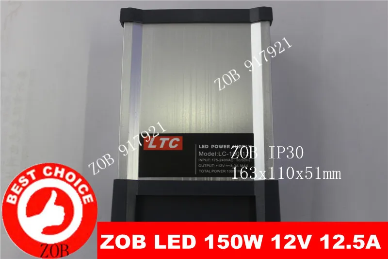 

New rainproof power adapter 12V 12.5A 150W IP30 LED luminous characters string lights display switching power CE ROSH AC180-240V