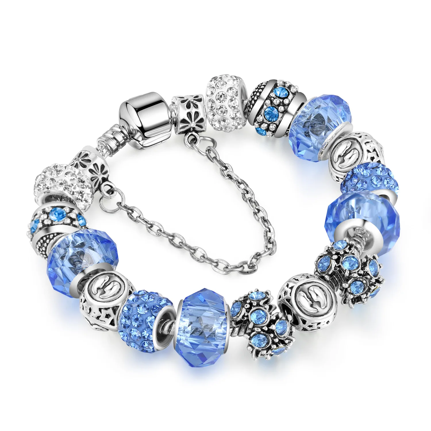 Европейский и американский 12 Созвездие серебряные браслеты и браслеты для женщин Кристалл Стекло Пан амулет, браслет в винтажном стиле ювелирные изделия - Окраска металла: gemini