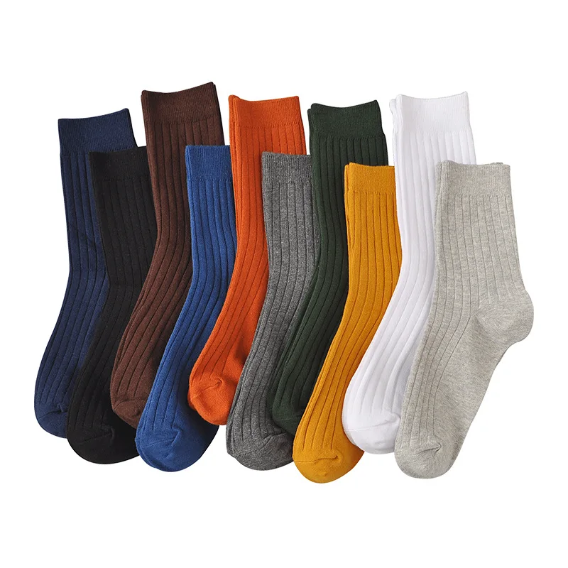 

Men's Autumn and Winter Double Needle Plain Color Business Socks Cotton Simplebrief Plain Color Socks
