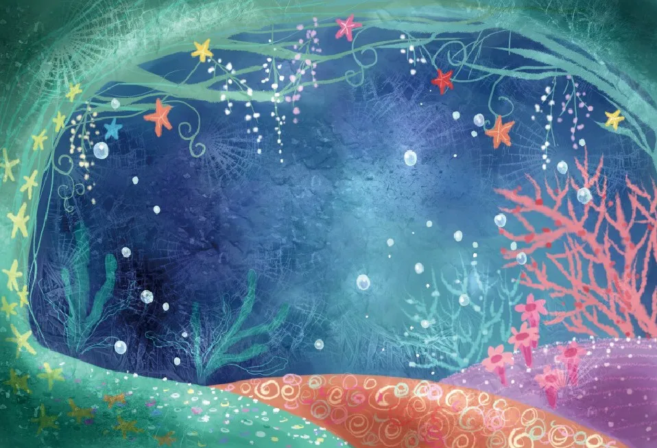 

Laeacco Mermaid Starfish Star Flowers Painting Baby Photography Backdrops Customized Photographic Backgrounds For Photo Studio