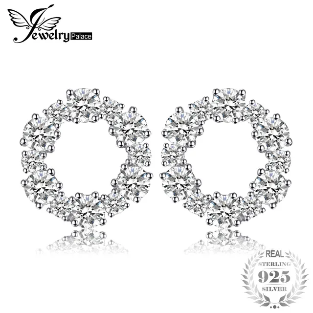 JewelryPalace 925 Sterling Silver Circle Stud Earrings Flower Design Fashion Sty JewelryPalace 925 Sterling Silver Circle Stud Earrings Flower Design Fashion Sty