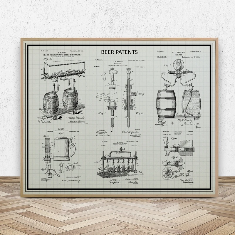 Подарочные патентные принты пива кружка для пивоварения настенные