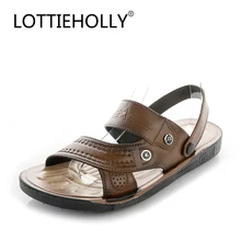 LOTTIEHOLLY Брендовые мужские сандалии летние модные Для мужчин обувь на плоской подошве без застежки новая обувь Мужская дышащая пляжная обувь просто# XZY315
