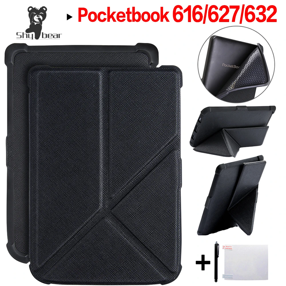 

PU leather case for Pocketbook 616/627/632 E-reader for Pocketbook Basic Lux 2/touch Lux/touch HD 3 Origami Case + Gift