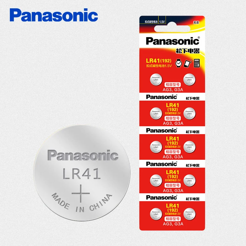 Батарейки Panasonic LR41 кнопочные 40 шт./4 упаковки 100% оригинальные SR41 AG3 G3A L736 192 392A Zn/MnO2 1 5