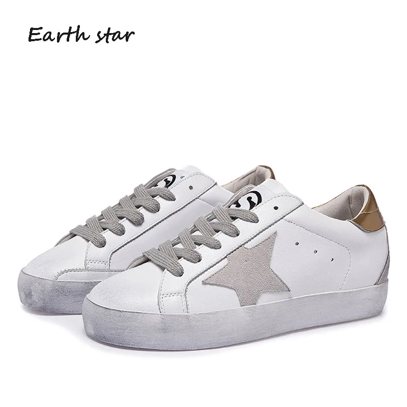 

Real Leather Dirty Shoe Women Fashion High Top Sneakers Lady chaussure Star Autumn Female footware Breathable zapatos de mujer