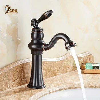 

ZGRK Basin Faucets Brass Black Brushed Bronze Bathroom Sink Faucet Single Hole Deck Hot Cold Mxier Water Taps