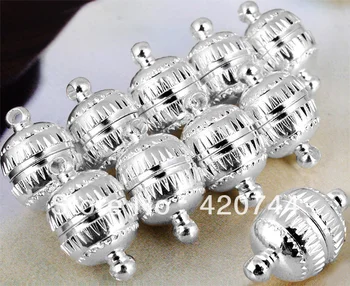 

10pcs/Lot Silver Plated Ball Magnetic Clasp Findings 0.39" HO