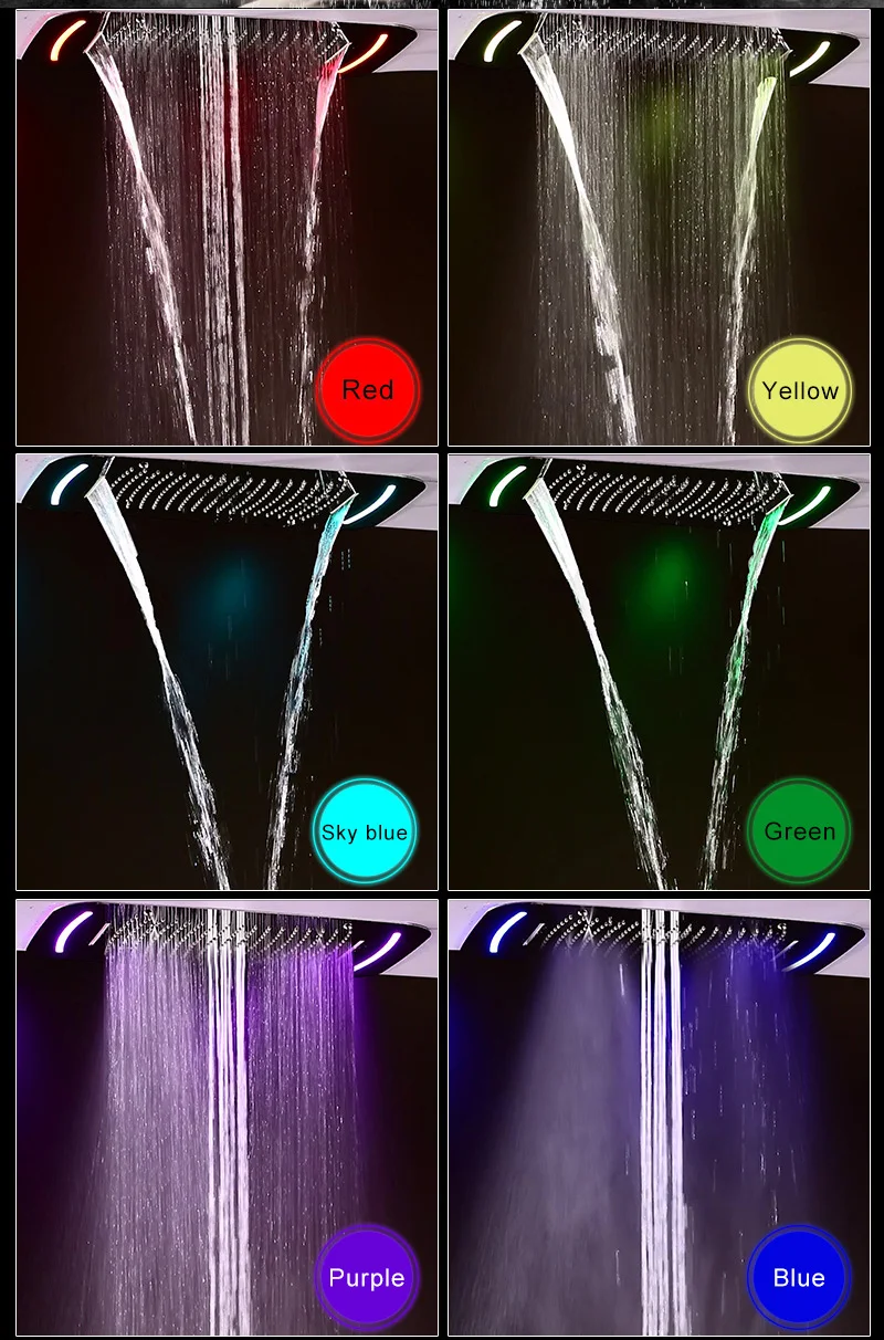 Concea светодио дный Дождь душ Термостатический высокой потока Многофункциональный светодио дный смесители для душа тумана водопад массаж