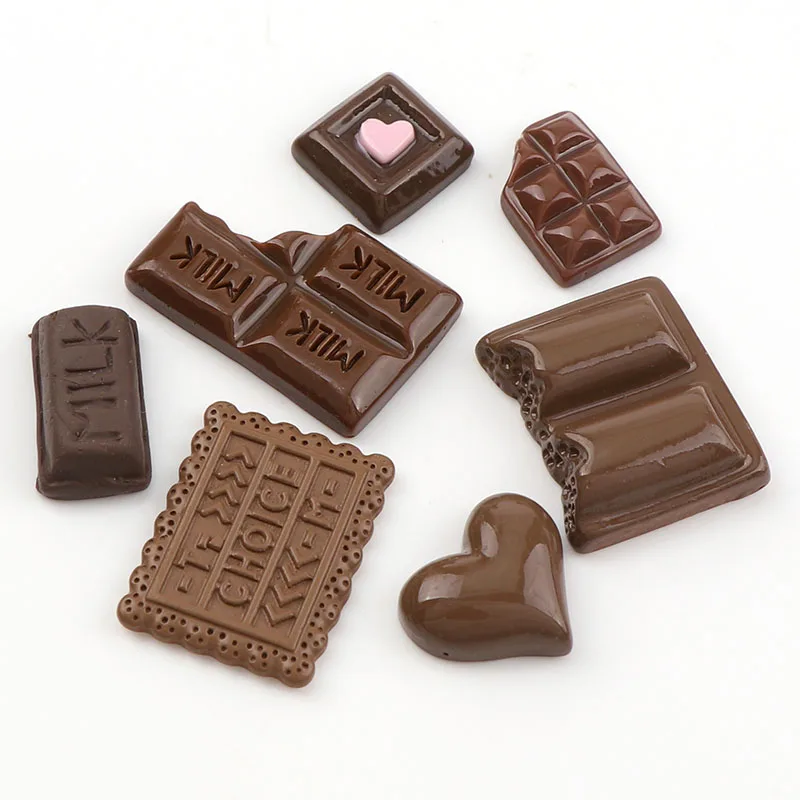 30PC Chocolate Resin Flatback Flat Back Cabochon Kawaii DIY Resin Craft Decoration Miniature Cream Bread Food For Phone,ornament crafts,miniature figurines,resin ornaments,miniature ornament,resin crafts