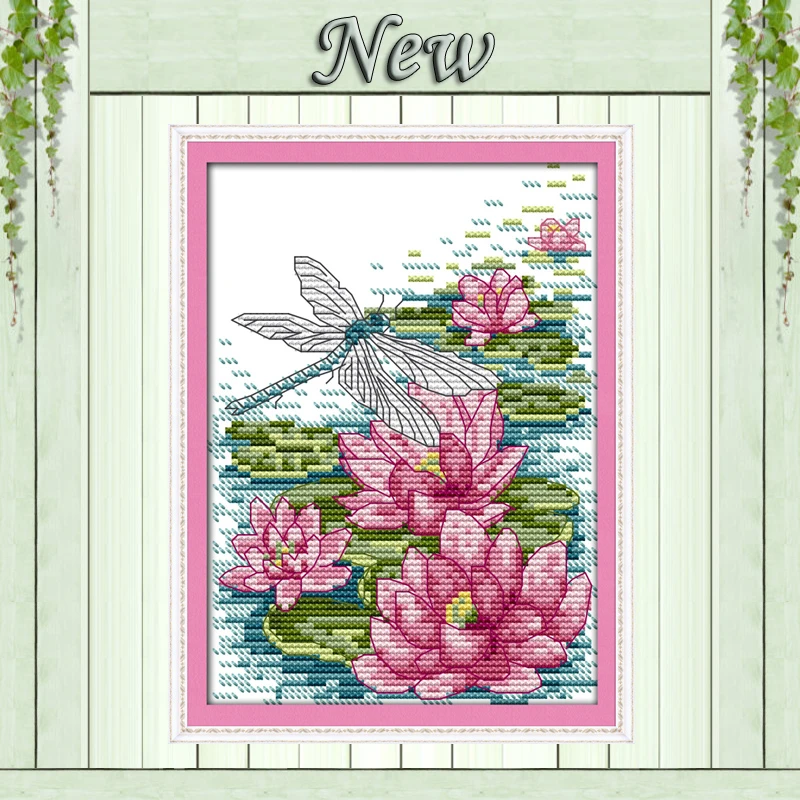 

Dragonfly and lotus flower diy Decor painting counted print on canvas DMC 11CT 14CT kits Cross Stitch embroidery needlework Sets