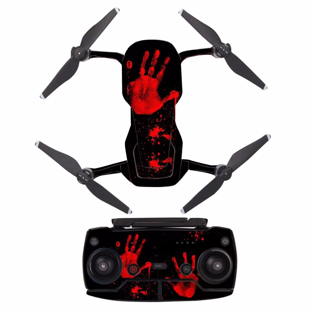Крови руки печати водонепроницаемой ПВХ наклейка кожи Стикеры для dji Мавик Air Drone тела защитная пленка+ пульт Пульты ДУ для игровых приставок крышка