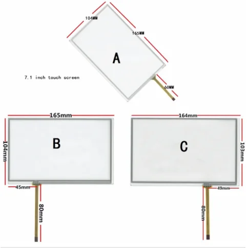 

7.1 inch touch screen for AT070TN83 V.1 AT070TN82 AT070TN84 touch digitizer panel Glass 164*103 165*104