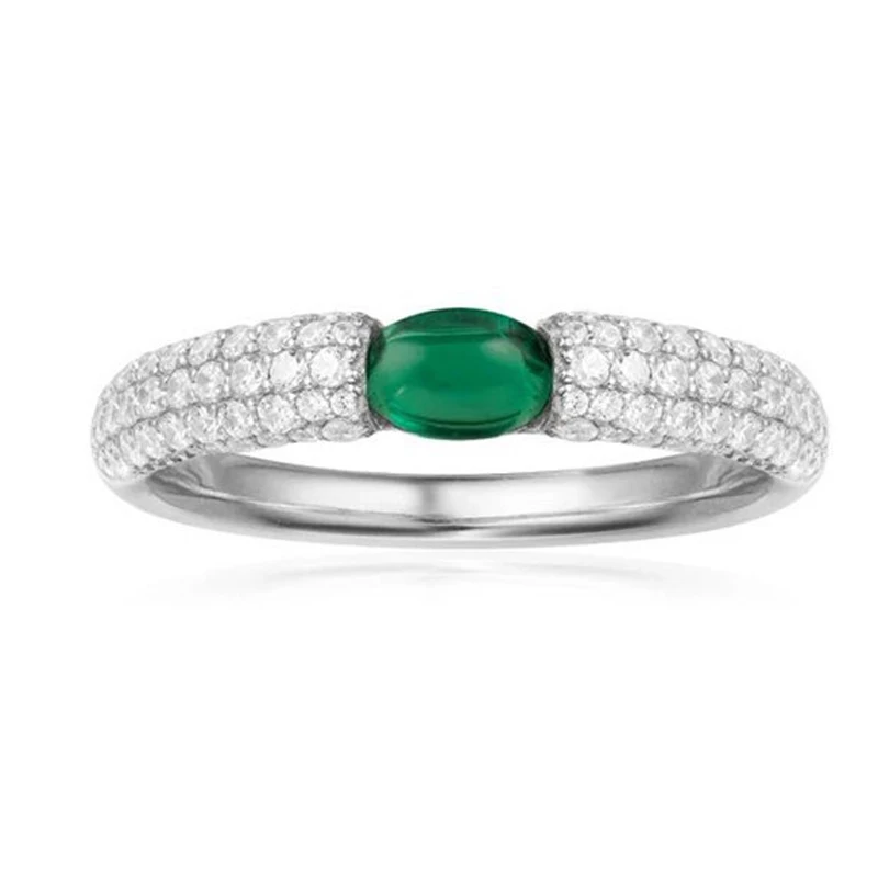 

[MeiBaPJ]AAA Zircon Green Stione Candy Ring 925 Sterling Silver Ring Jewelry Fashion Personality Temperament all-match for Women