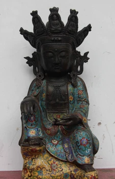 

USPS to USA S0661 16 Tibet Folk monastery Bronze Copper Cloisonne Freedom GuanYin Kwan-Yin Buddha