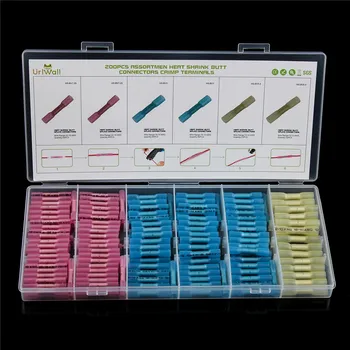 

200/120/100pcs Waterproof Heat Shrink Butt Connectors Electrical Wire Splice Cable Crimp Terminals Connectors AWG 22-10 Kit