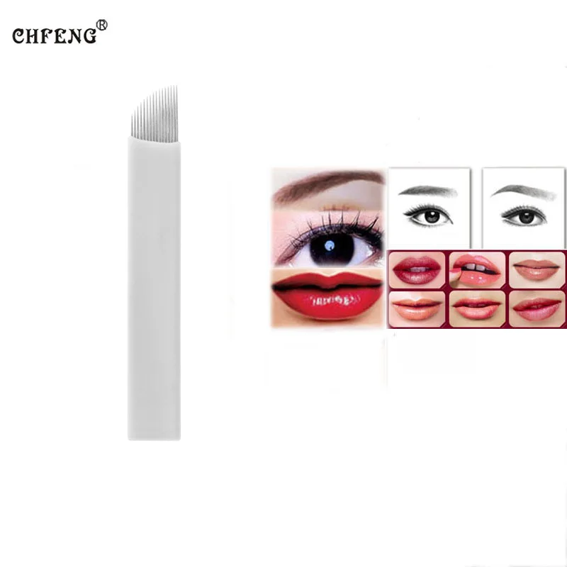 Губы брови Microblading иглы татуировки 10 шт. 16Pin одноразовые лезвия перманентного макияжа для тату руководство ручка татуировки Чернила питания