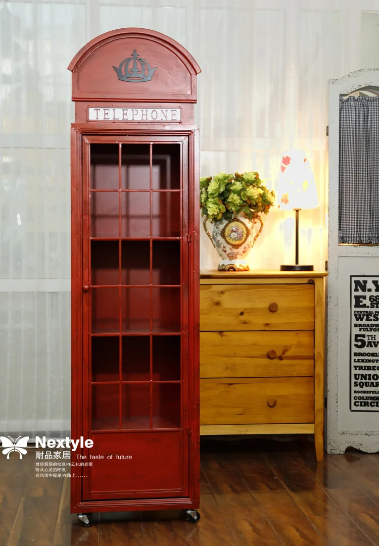 Large Red London Phone Booth British Iron Bookcase Model Shows A