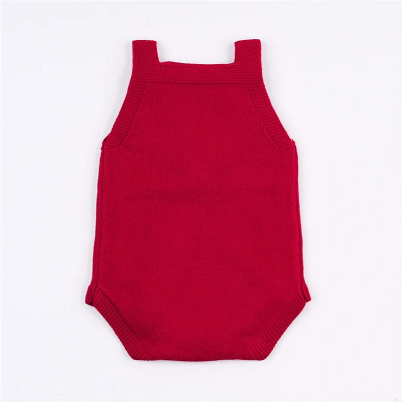 Newborn Christmas Baby Bodysuit Knitted Sleeveless Funny Cartoon Infantil Bodysuit Winter Toddler Girl Boys Onsies Jumpsuit red-02