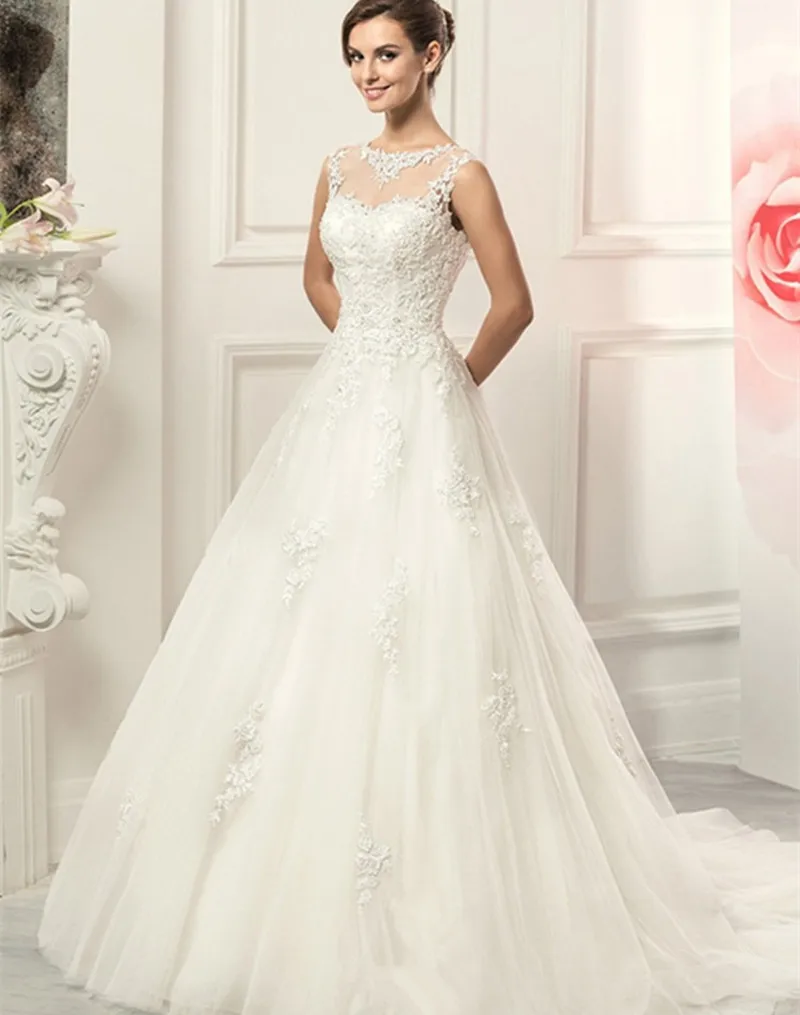 Elegante Blanco De Encaje Vestidos Con Botones Scoop Vestido De Novia Barrer De Tren Una Linea Vestidos De Boda Robe De Mariage 2015 Nuevo Lace Wedding Dress Wedding Dresswhite Lace Wedding Dress Aliexpress