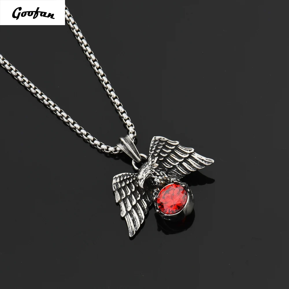 

2017New Hiphop Goofan Eagle bouldering Pendant Necklace Stainless Steel Fashion Jewelry for Men Women Christmas Gift STN584