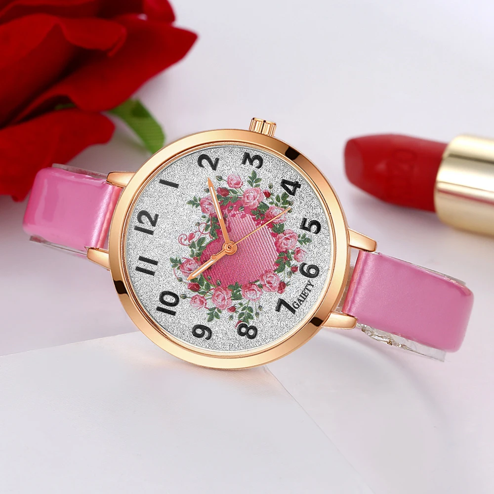 Gaiety Brand For Women Dress Heart Fashion Rose Dial Quartz Wrist ...