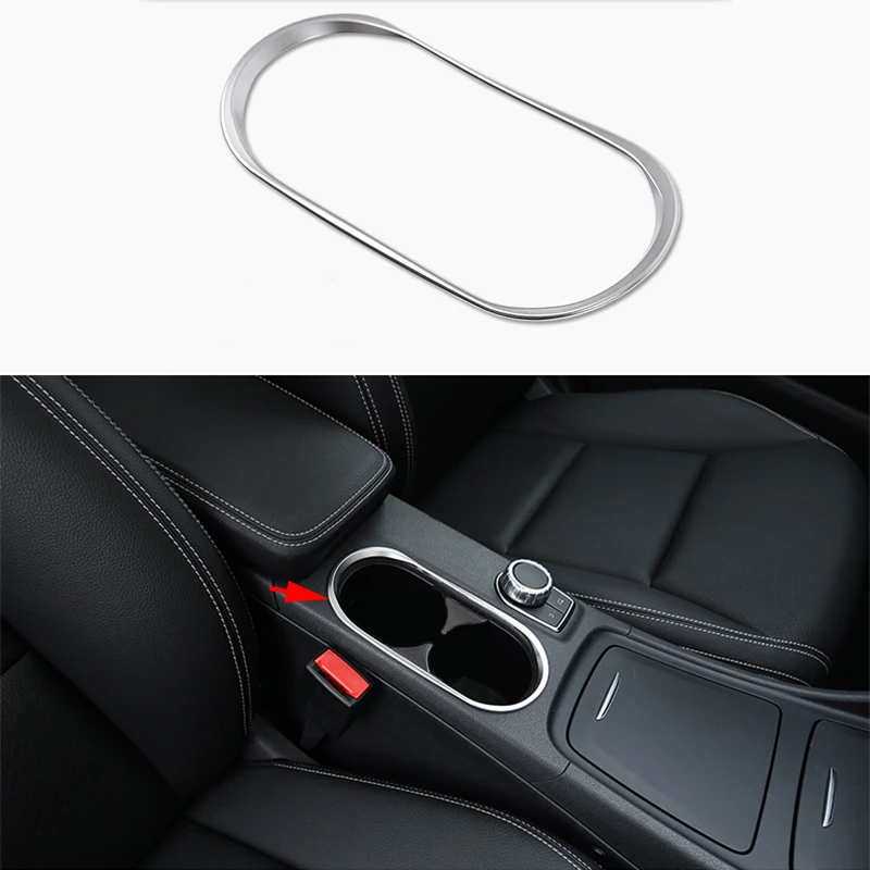 Chrome Water Cup Holder Frame Cover Trim For Mercedes Benz GLA Class 14