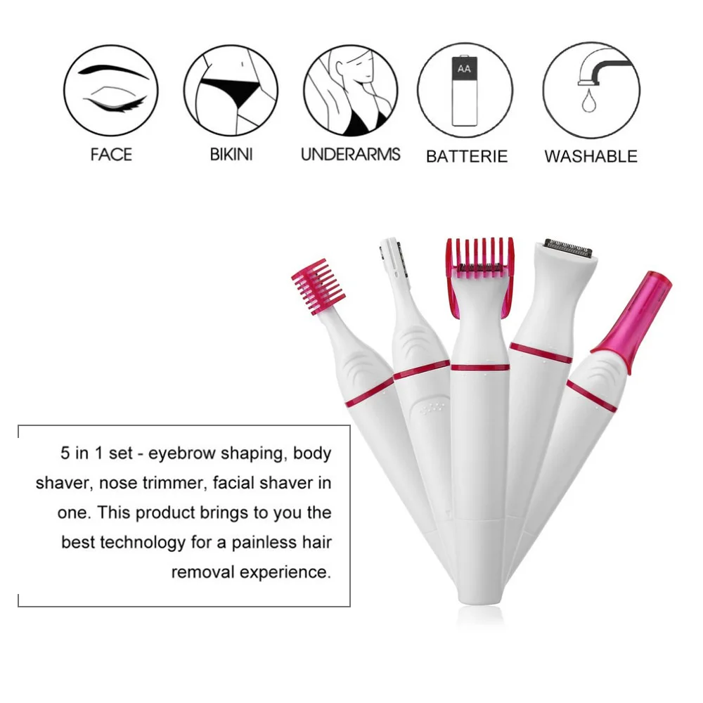 Многоцелевая электрическая бритвенная машина мини-машинка для стрижки 5 в 1 Набор-Коррекция бровей