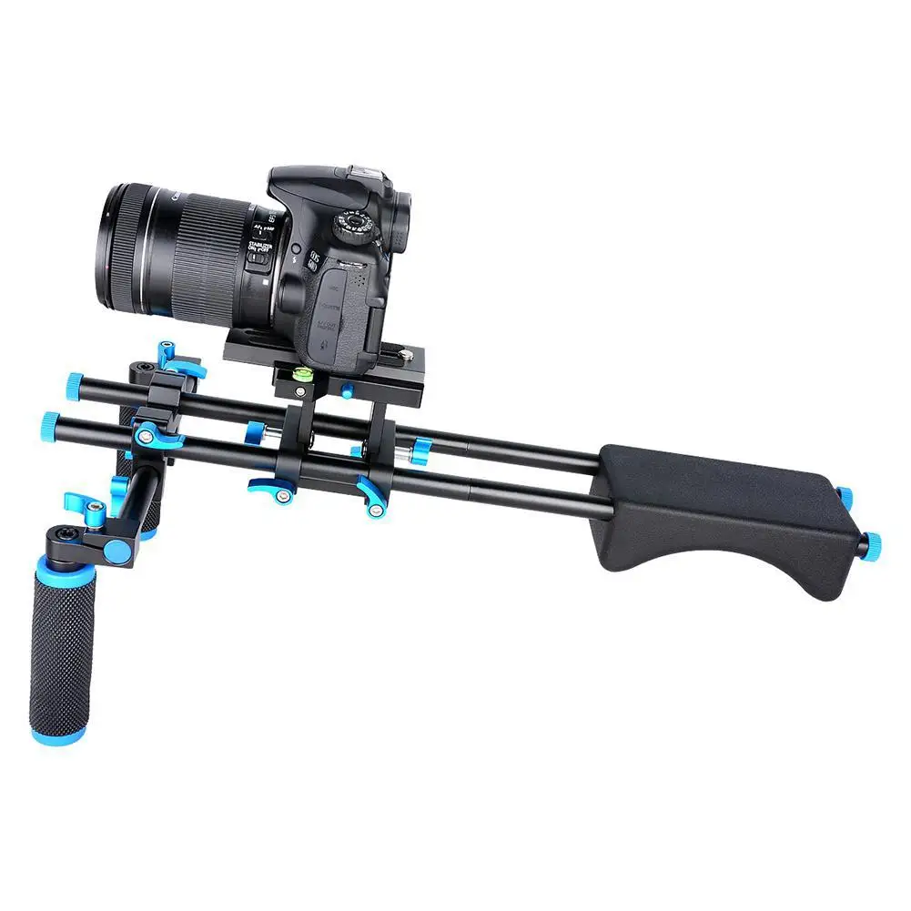 

Film Making System with Camera Mount Slider Soft Rubber Shoulder Pad and Dual-hand Handgrip for DSLR Video DV Camcorders