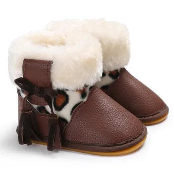 

Baby Boy Shoes Winter 4 Color Rubber Boots Fashion Boots Leopard Glue Base Non-slip Warm Boots Boots