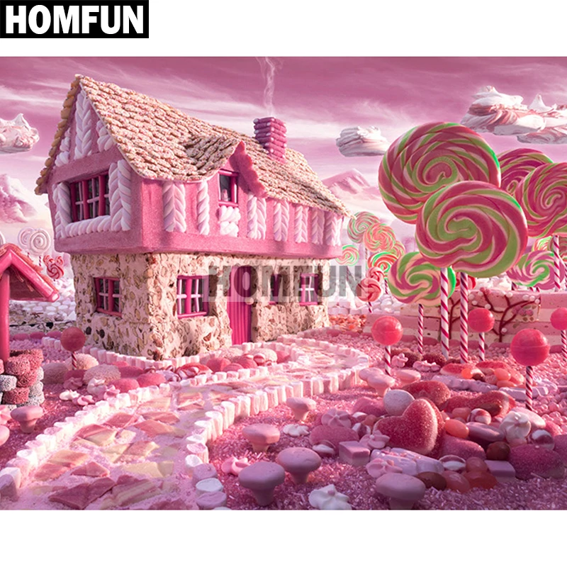 Алмазная 5D картина HOMFUN карамельный город вышивка крестиком сделай сам
