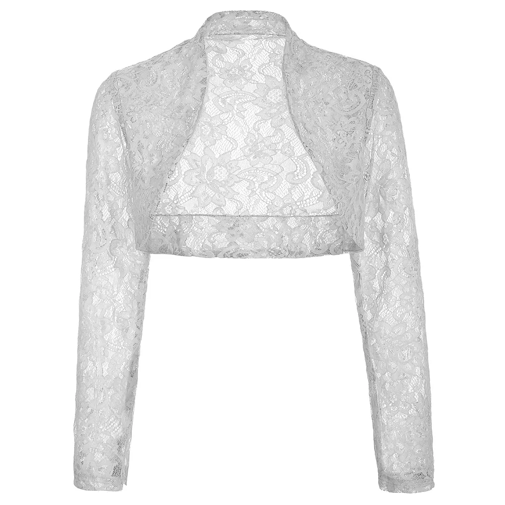 Autumn Fall Jackets Women Long Sleeve Cropped Shrug 2018 Black Green Wedding Evening Prom Coat Wrap Plus Size Womens Lace Bolero